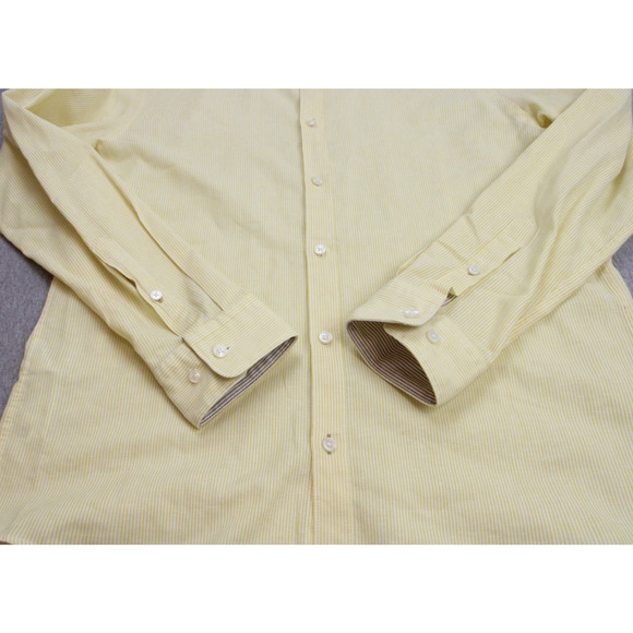 Hugo Boss Shirt Men's XL Yellow Stretch Striped Slim Fit Long Sleeve Button-Up - Picture 7 of 9